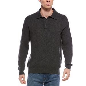 Forte Mens  Cashmere Polo Cashmere Sweater, Grey